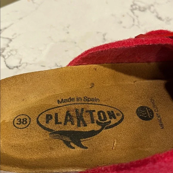 Plakton Red Wool Clogs with Buckle Made in Spain Size 7.5 - Picture 2 of 7
